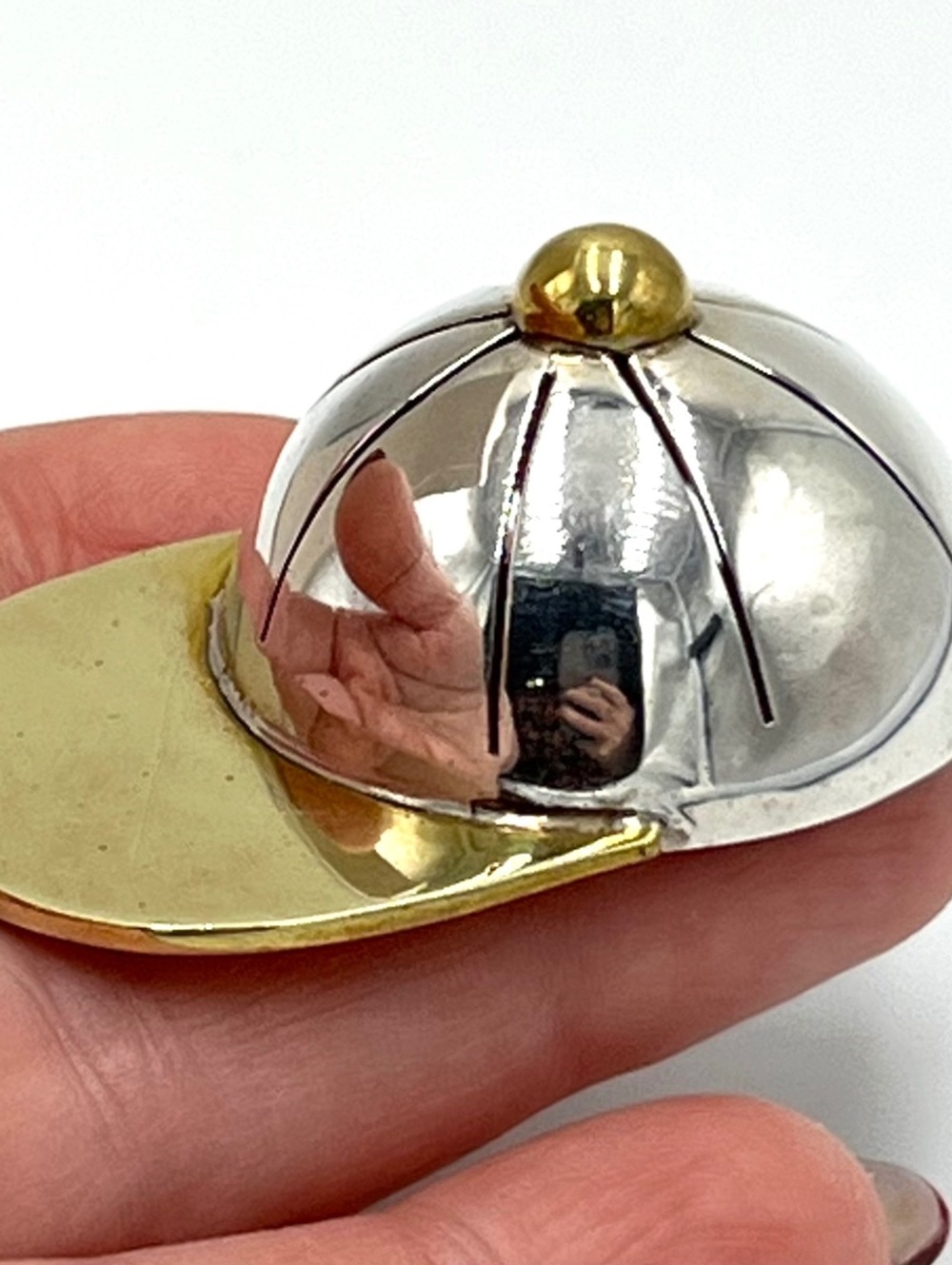 Vintage Two Tone Gold Sterling Silver Mexico Baseball Brooch